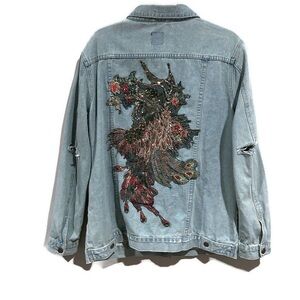 Upcycled Blue Denim Distressed by Design Jean Jacket